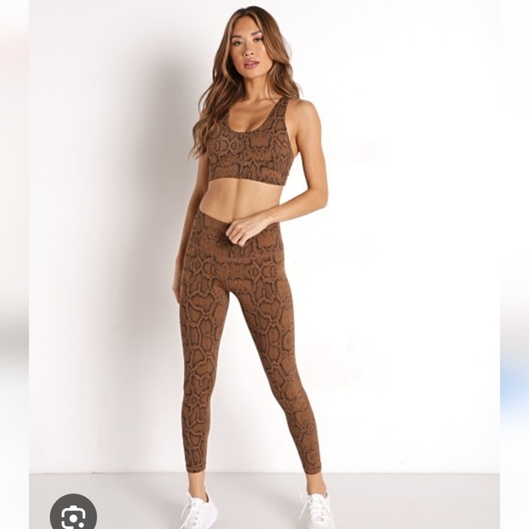 Varley Luna 25" Leggings Brown Burnt Snake Print Medium - Picture 16 of 16